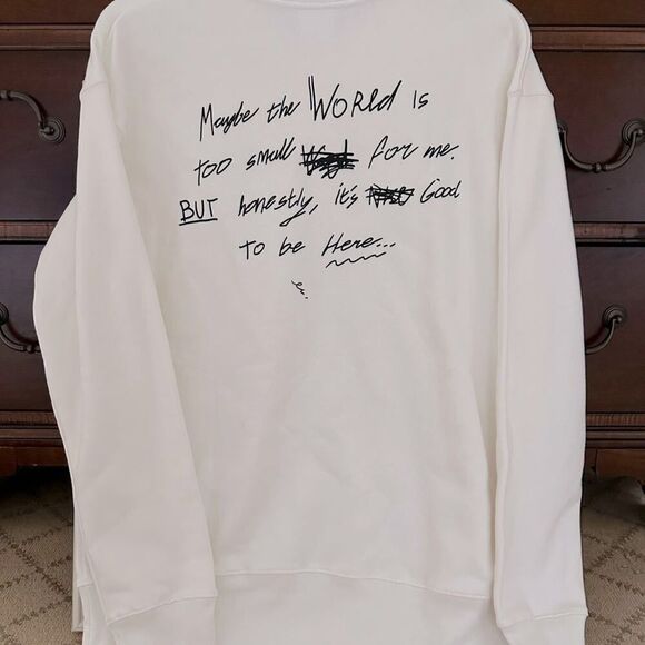 Zara white mid weight sweatshirt with text on front and back. NWOT M - Picture 4 of 15